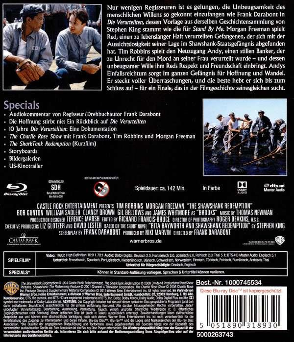 Cadena Perpetua - DVD | 8436548860202 | Frank Darabont