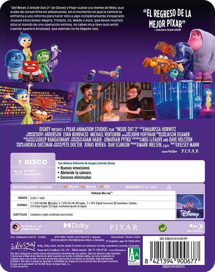 Blu-ray Del Revés (Inside Out) - Película De Animación De Disney Pixar, Aventura Emocional